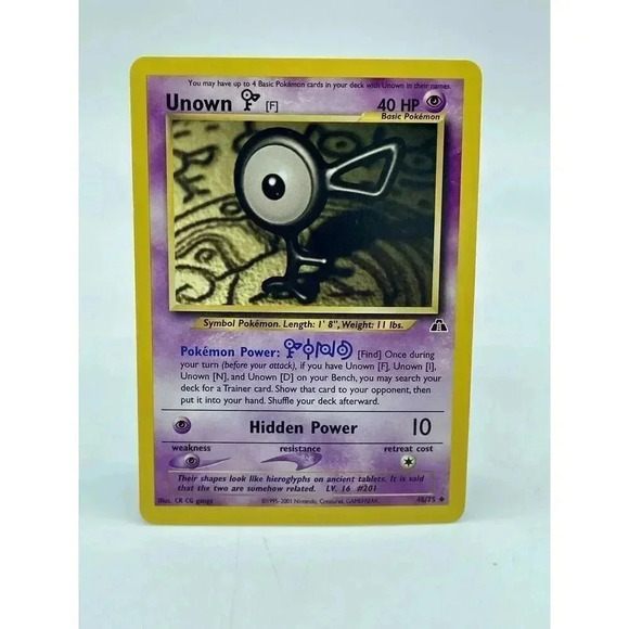 Unown F 48/75 Neo Discovery Rare Pokemon Card‎ TCG WOTC Non Holo Vintage 2001 NM - Picture 1 of 6
